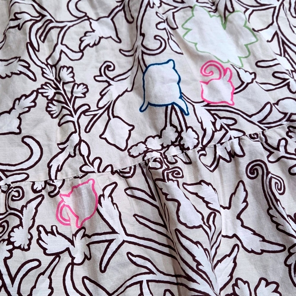 Knox Rose Floral Tiered Maxi Dress Cream Pink Brown Smocked Back Size L - Picture 3 of 9